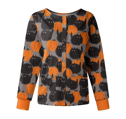 Black_Cats_with_Pumpkin_Halloween_Scrub_Jacket
