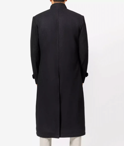 McGhee Black Wool Trench Coat Men