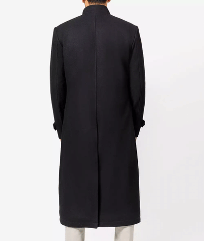 McGhee Black Wool Trench Coat Men