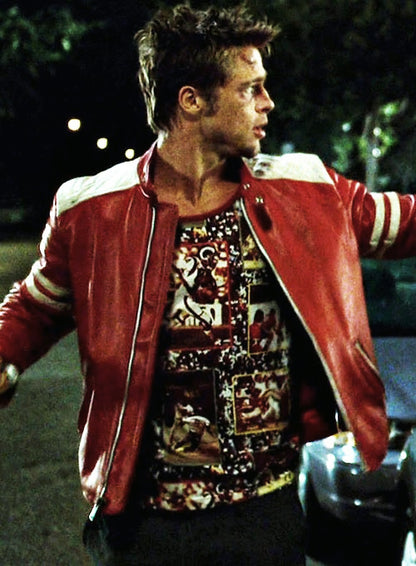 Tyler Durden Fight Club Red Leather Jacket