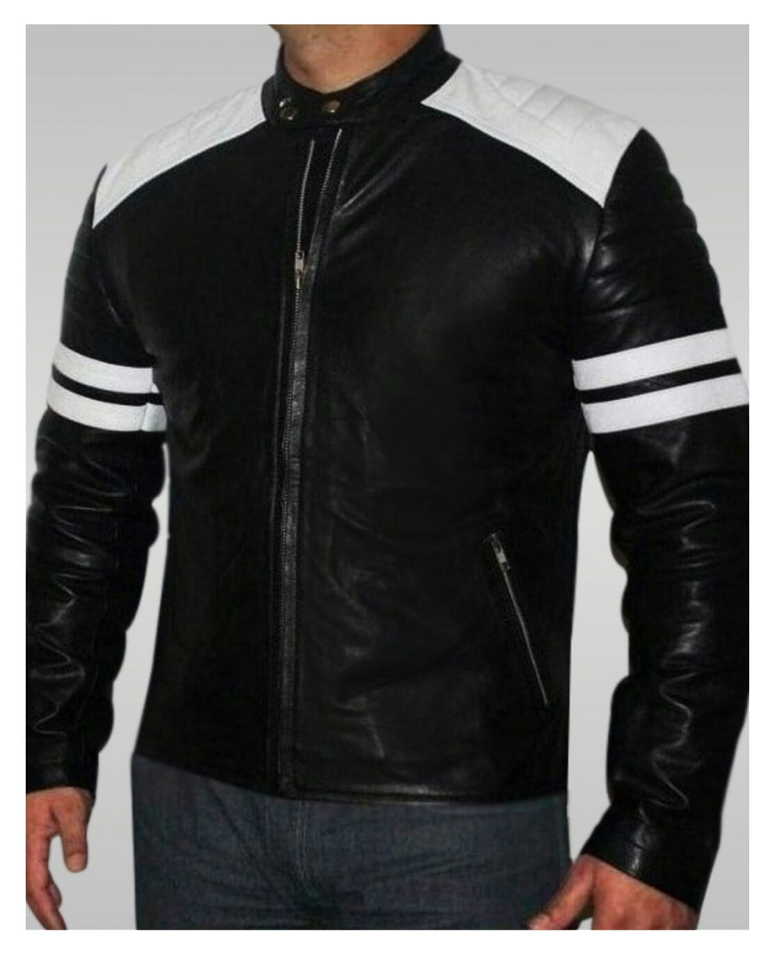 Brad Pitt Fight Club Black Leather Jacket