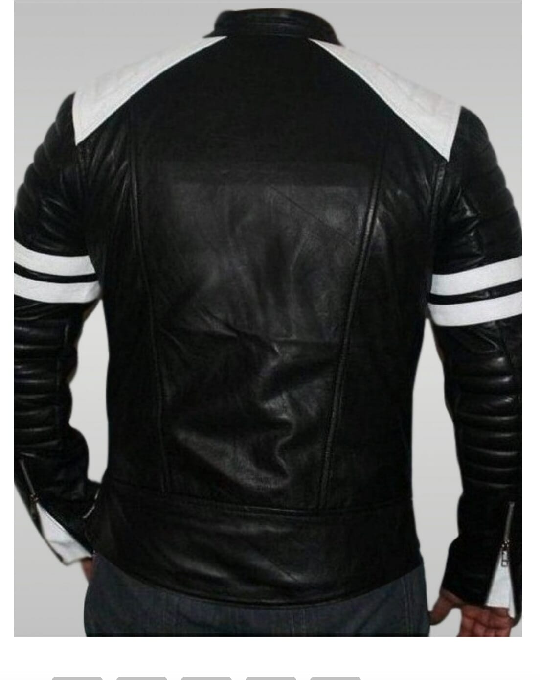 Brad Pitt Fight Club Black Leather Jacket Back