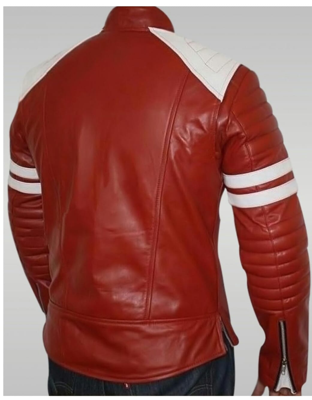 Brad Pitt Fight Club Red Leather Jacket