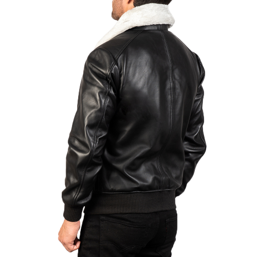 Buy-Alberto-White-Shearling-Black-Leather-Biker-Jacket-Buy