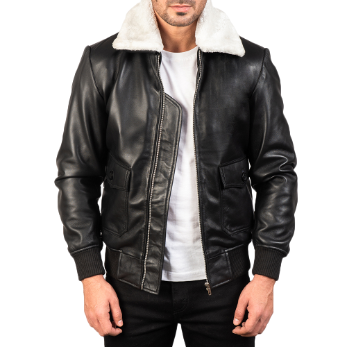 Buy-Alberto-White-Shearling-Black-Leather-Biker-Jacket
