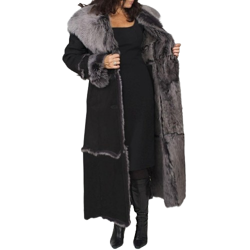 Buy Black Fur Leather Coat For Women