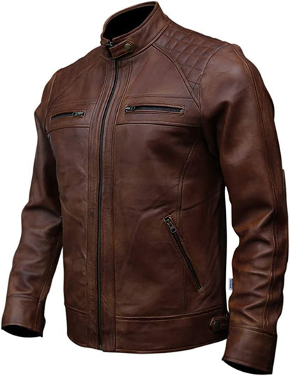 Buy Cuir Dor Men Genuine Leather Biker Jacket