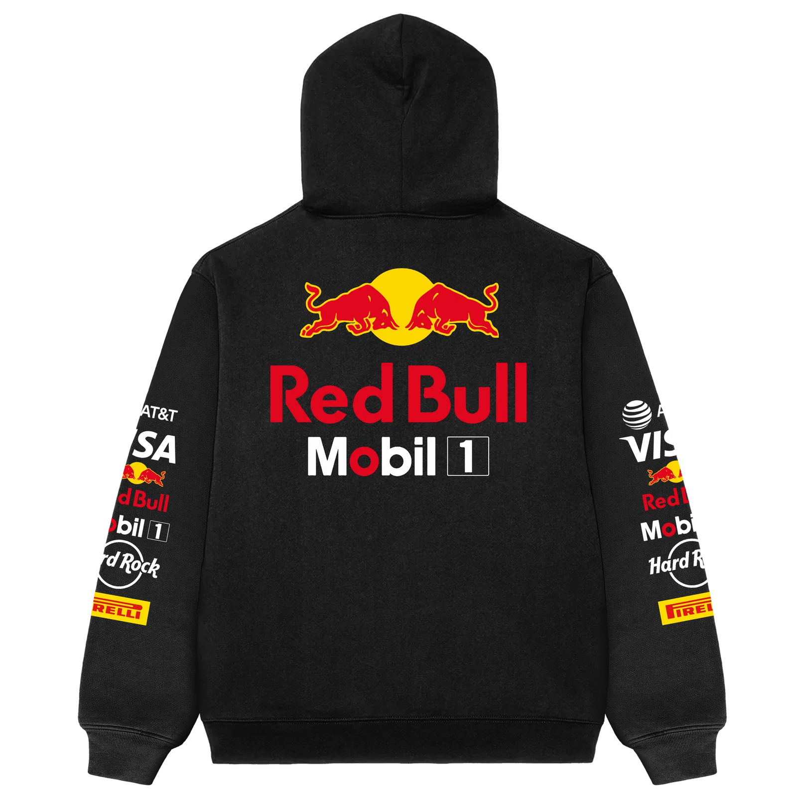 Buy Vintage Red Bull Big Embroidered Logo Racing Hoodie Black