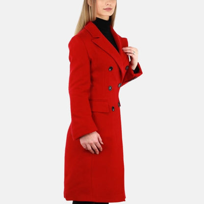 Buy Womens Christmas Red Long Wool Coat