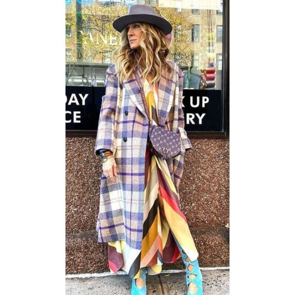 And Just Like That S02 Carrie Bradshaw Plaid Coat