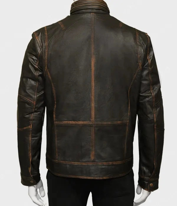 Men's Distressed Brown Leather Jacket