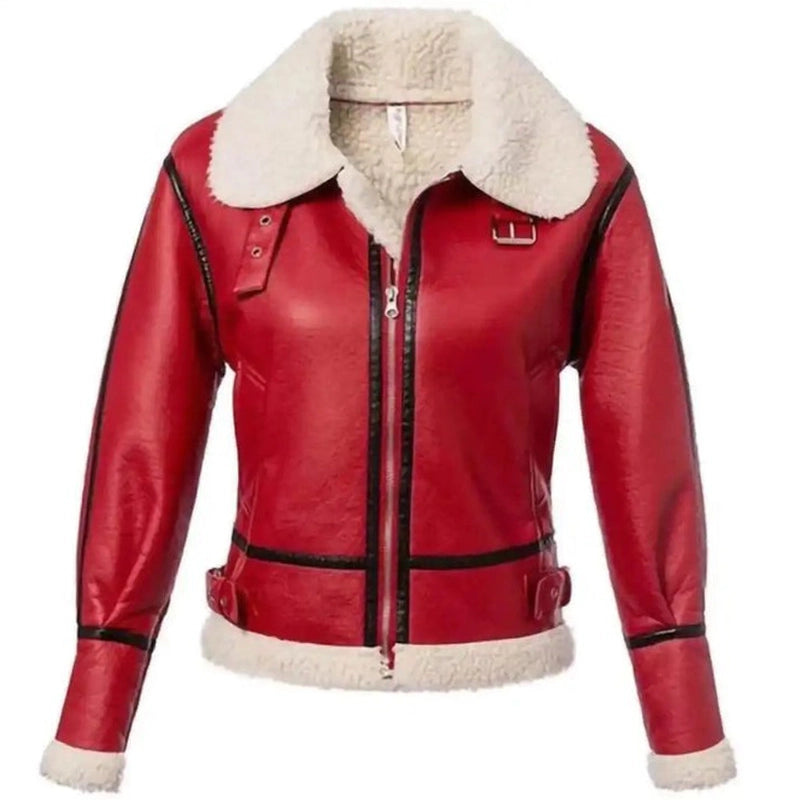 Christmas Shearling Leather Jacket Women