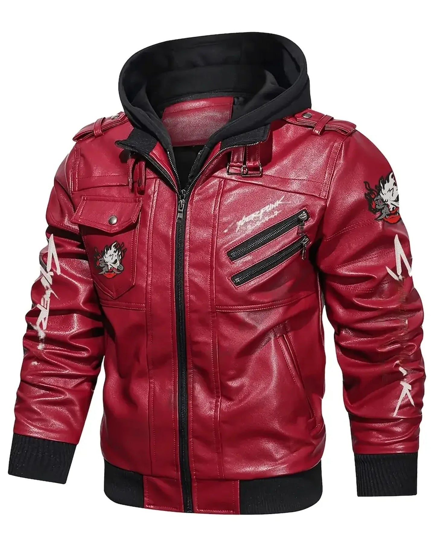 Cyberpunk-2077-Premium-Hooded-Samurai-Gaming-Red-Leather-Jacket