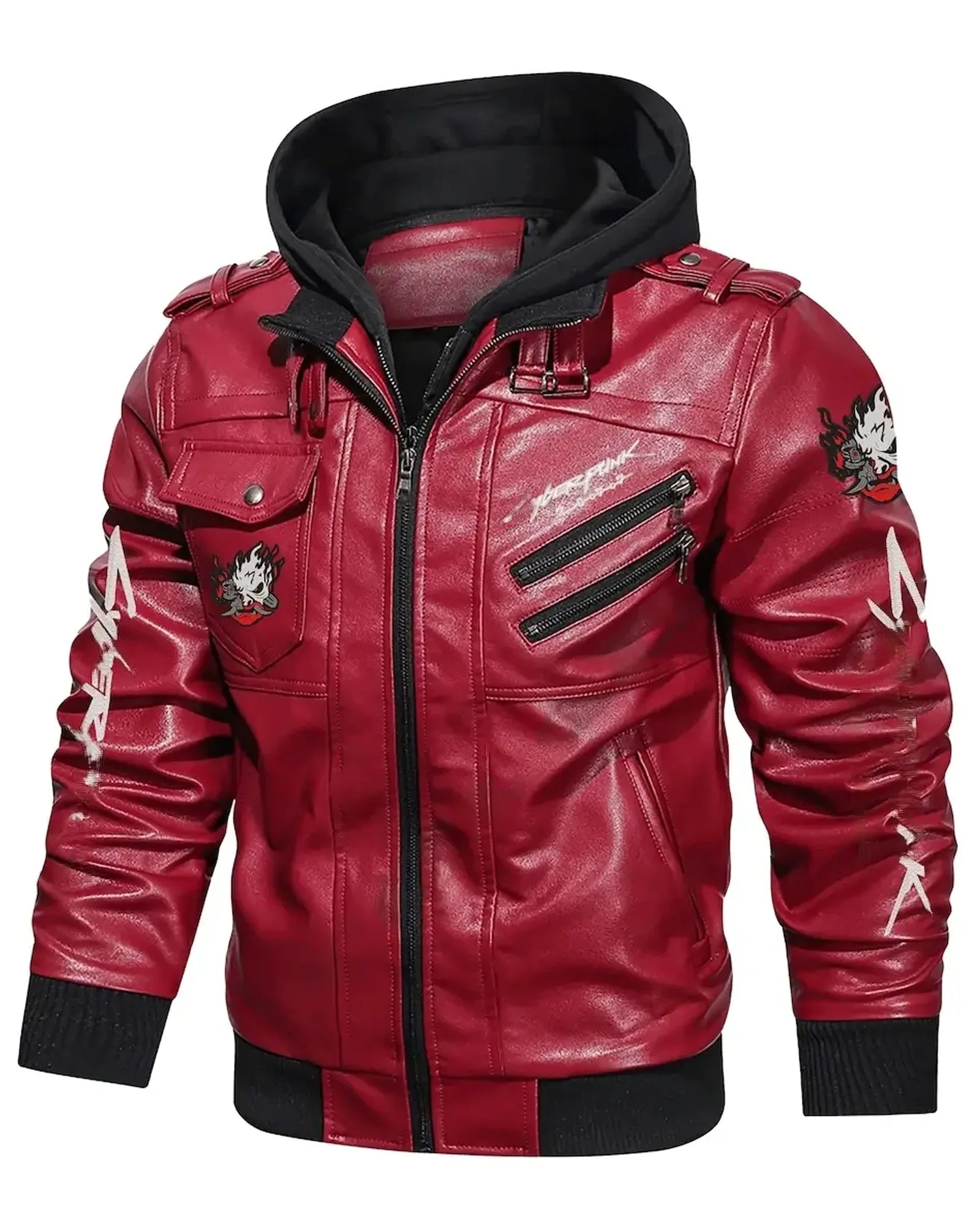 Cyberpunk-2077-Premium-Hooded-Samurai-Gaming-Red-Leather-Jacket