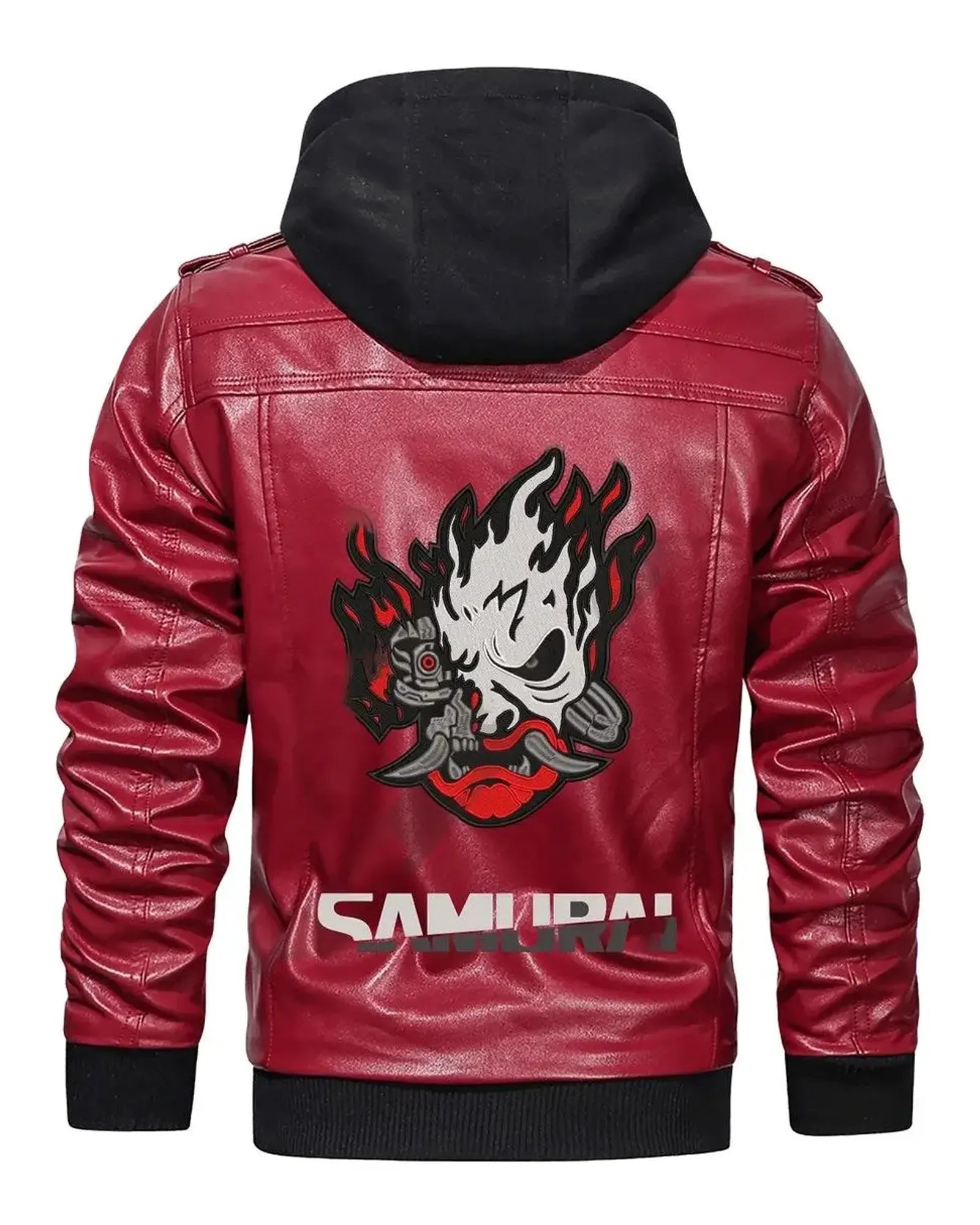 Cyberpunk-2077-Premium-Hooded-Samurai-Gaming-Red-Real-Leather-Jacket