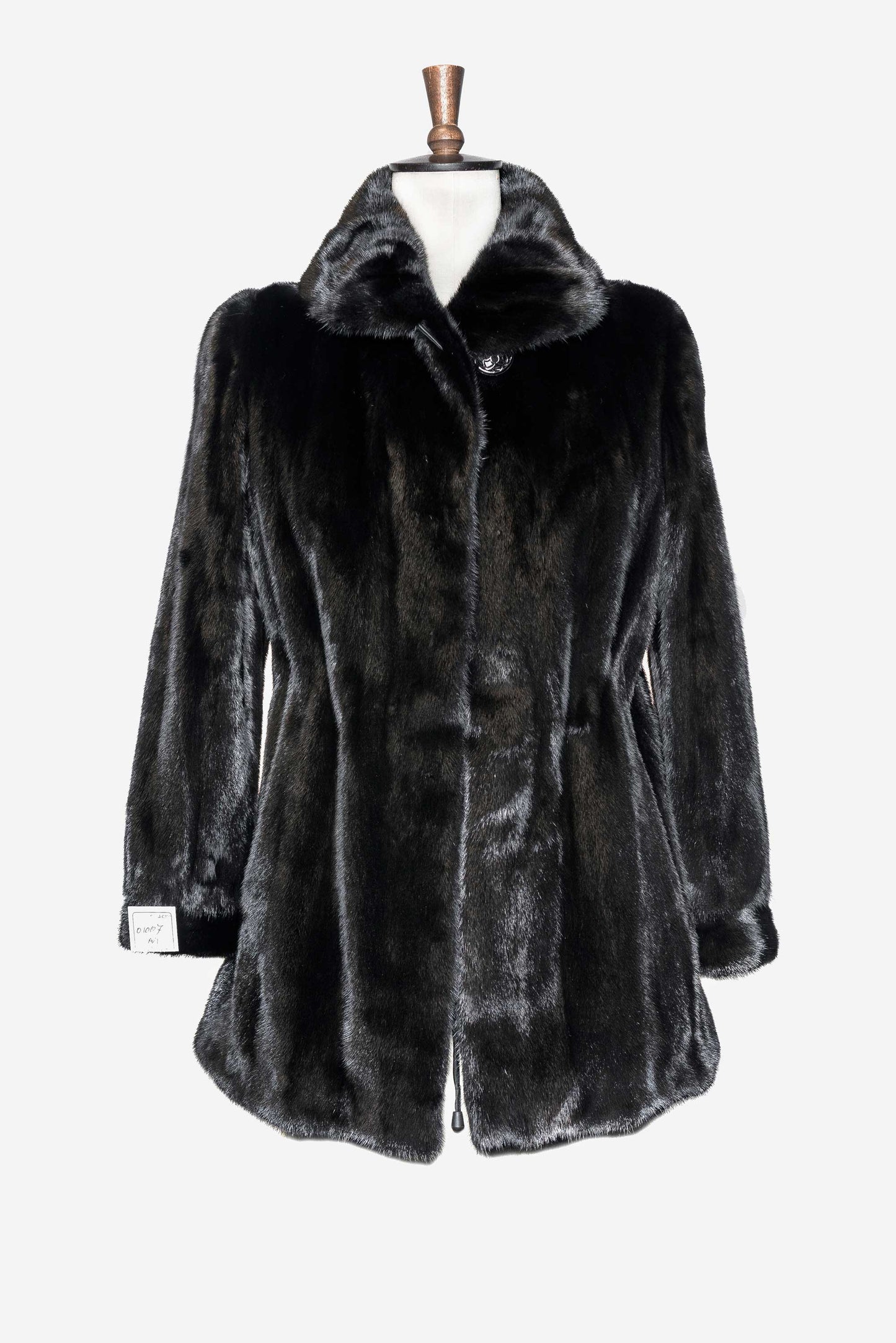 Black Shearling Mink Fur Coat For Women