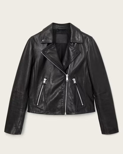 Dalby Slim Fit Leather Biker Jacket