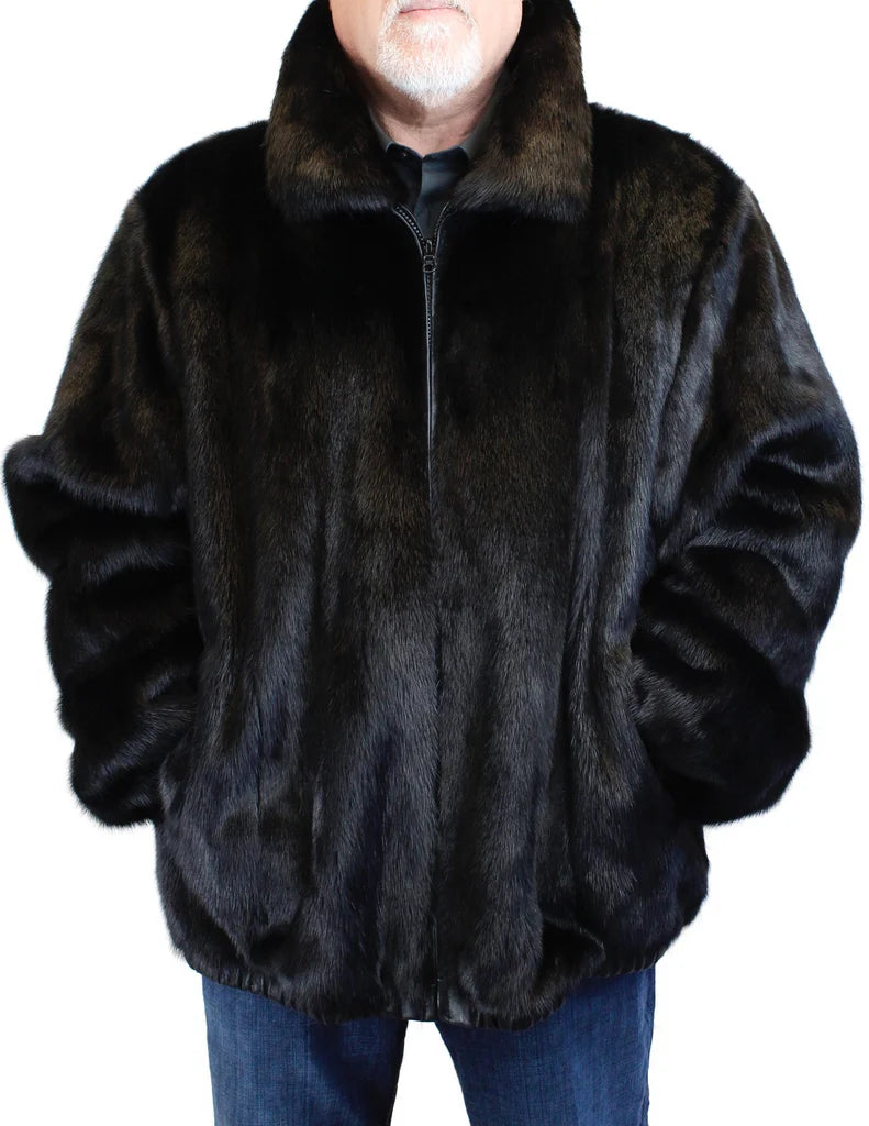 Dark Range Mink Fur For Men - Black Fur Jacket 