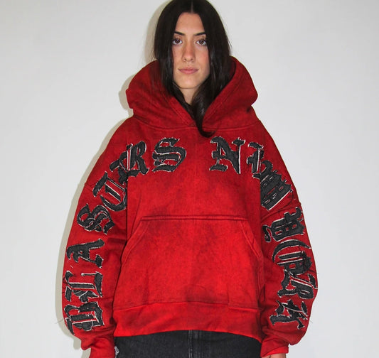Denim Patch Vintage Wash Hoodie