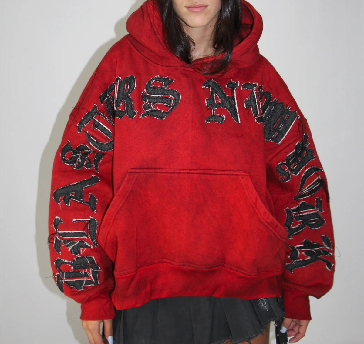 Denim Patch Vintage Wash Hoodie