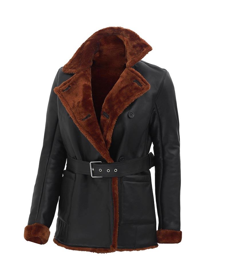 Double Breasted Shearling Jacket For Women