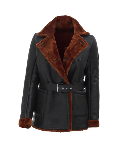 Double Breasted Shearling Jacket For Women Sale