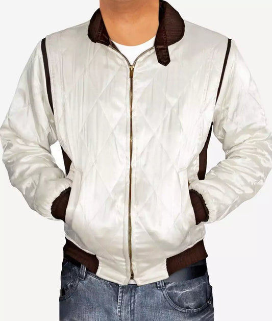 Bomber Jacket Men Quilted Style, White