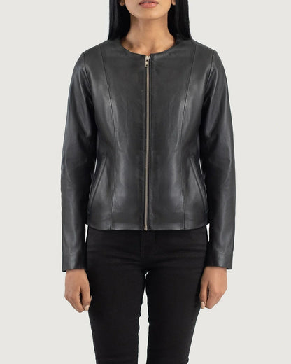 Elixir-Collarless-Leather-Jacket-Black