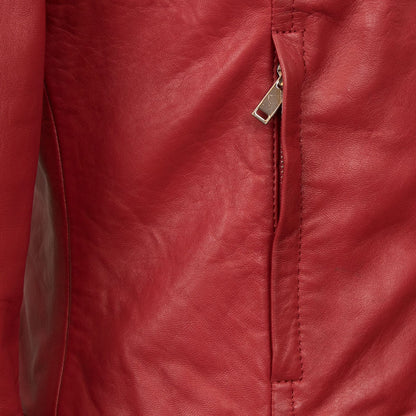 Women Biker Jacket, Leather Jacket Red