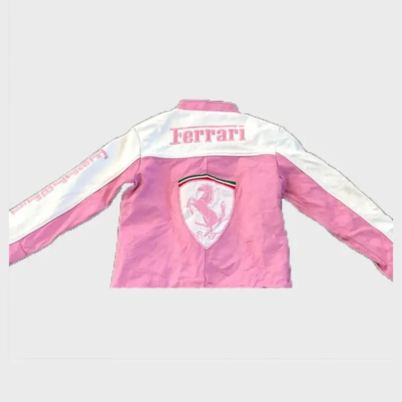 Halloween Jacket - Ferrari Pink Leather Jacket Women 