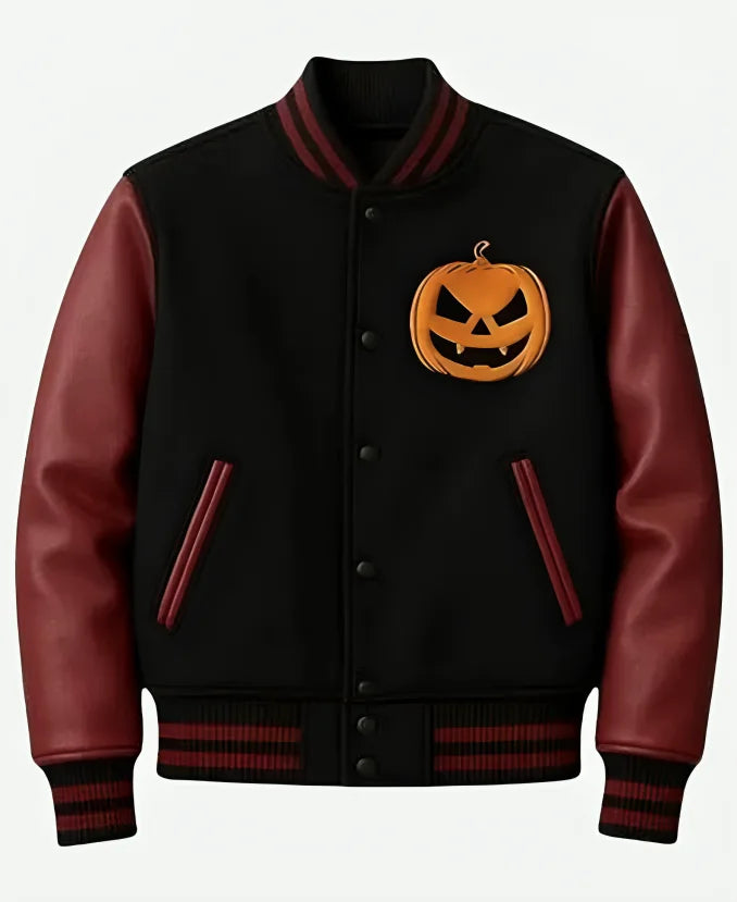 Halloween Fire Pumpkin Varsity Jacket
