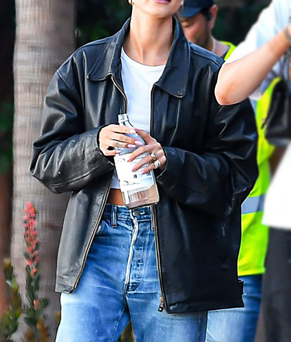 Hailey Bieber Plus Size Leather Jacket