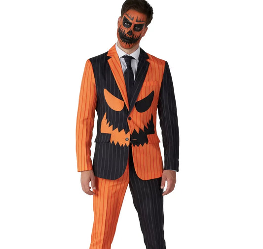 Halloween Adult Pinstripe Jack-O-Lantern Party Suit