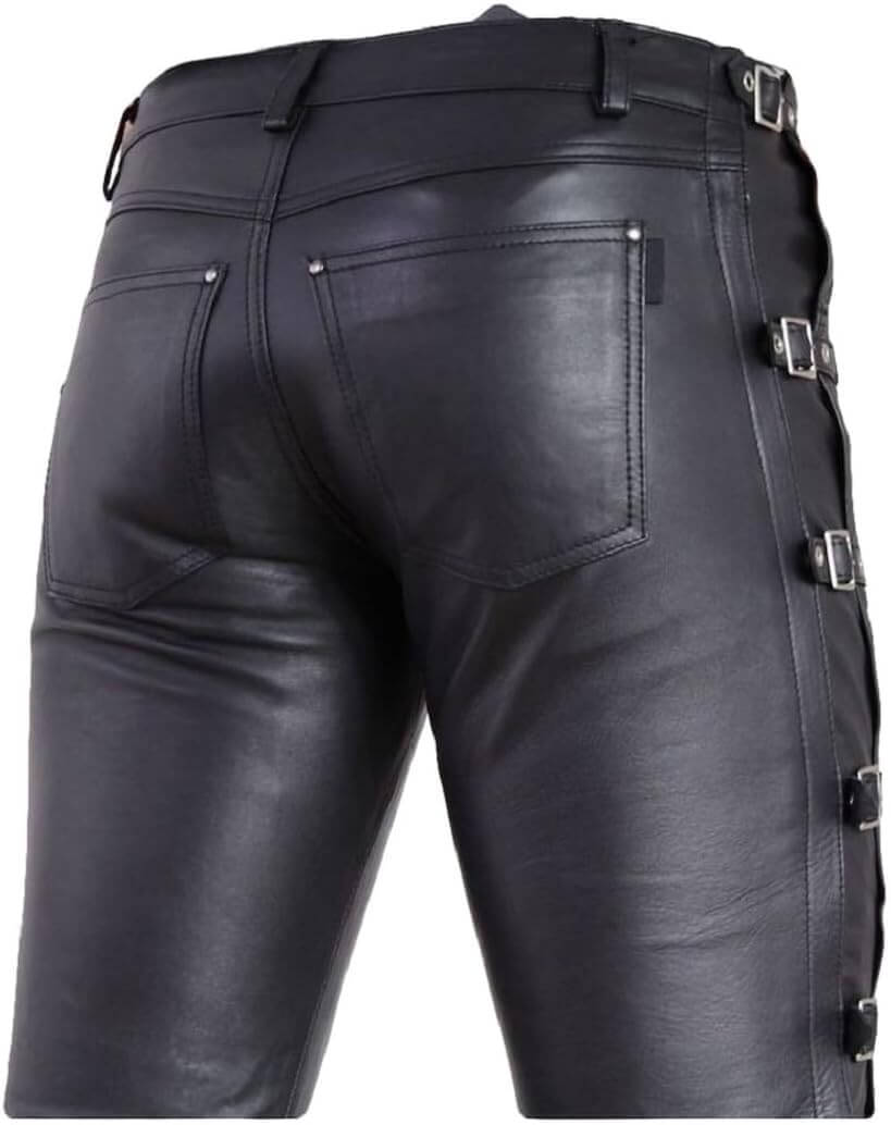 Handmade_Black_Leather_Pants_with_Side_Buckles_Sale