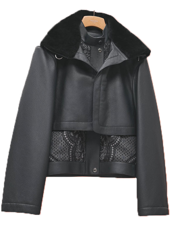Hermès Leather Bomber Jacket Black