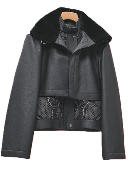 Hermès Leather Bomber Jacket Black