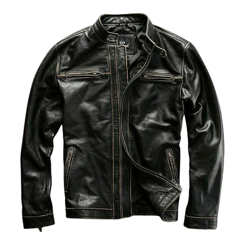 Hudson Black Leather Biker Jacket Sale