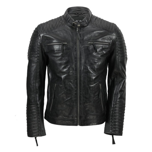 Men's Fraser Black Biker Leather Jacket