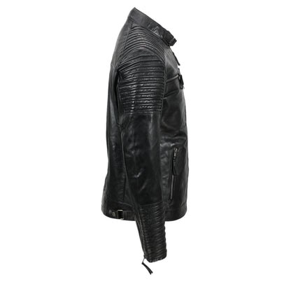 Men's Fraser Black Biker Leather Jacket