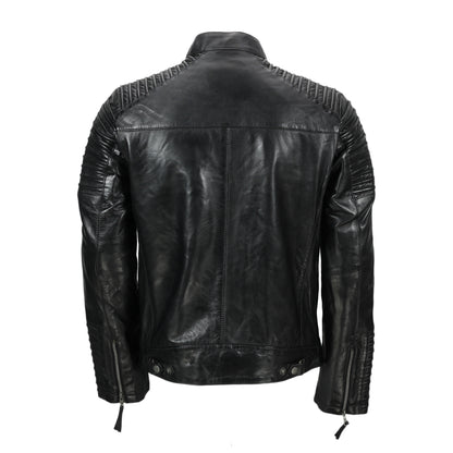Men's Fraser Black Biker Leather Jacket