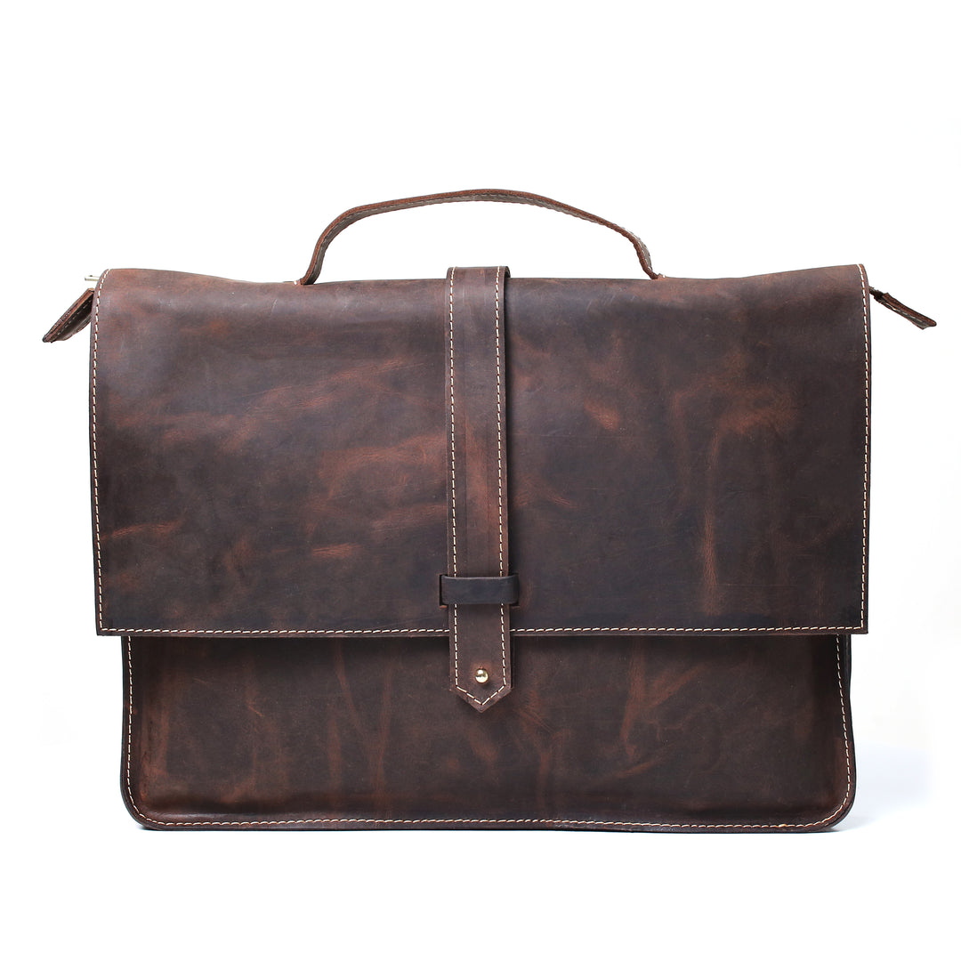 Corporate Pure Leather Vintage Bag, Brown