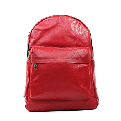 Premium Leather Office Backpack, Bright Red