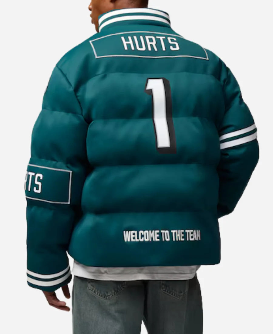 Jalen Hurts Philadelphia Eagles Green Puffer Jacket