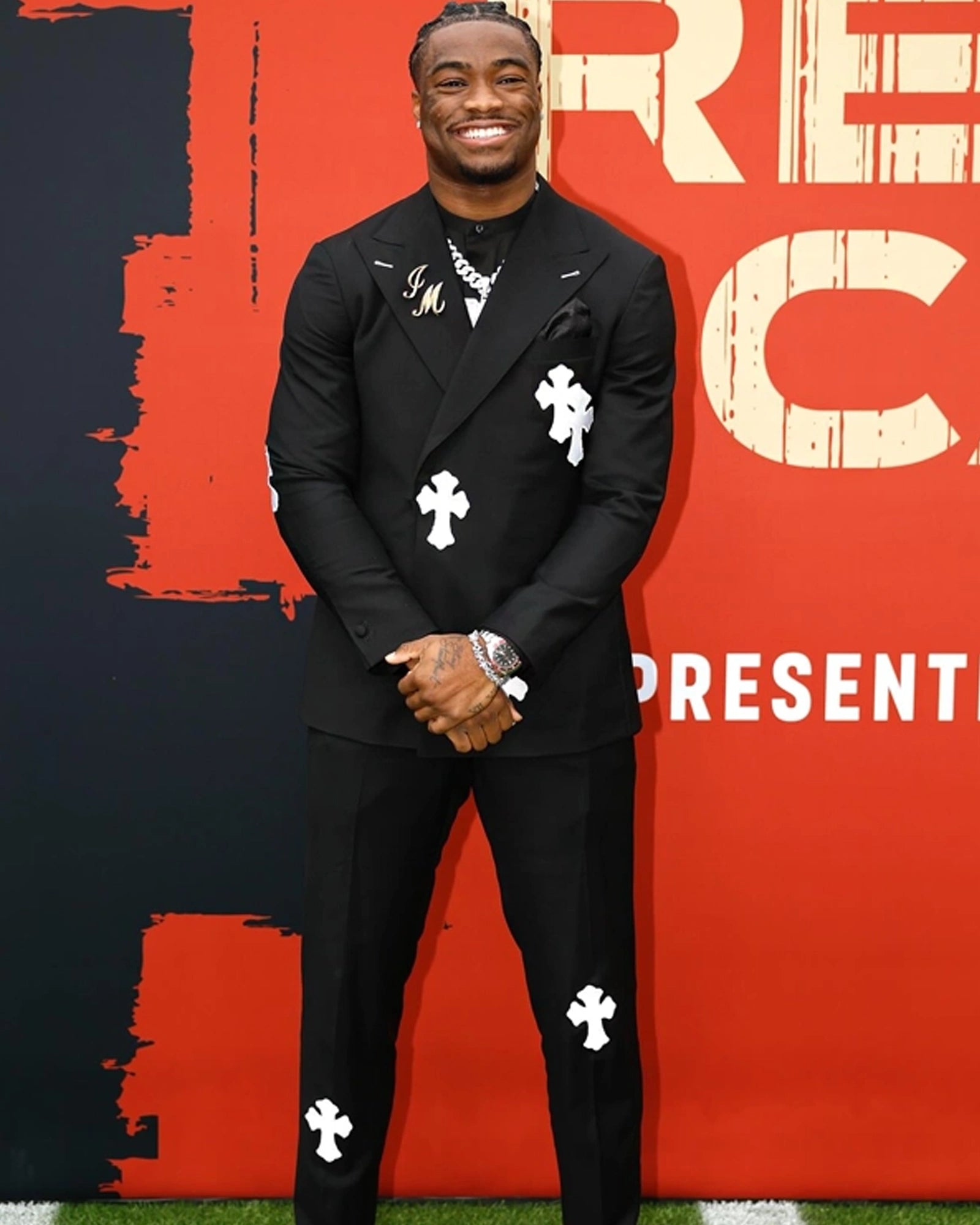 Jalen-Milroe-Chrome-Hearts-Black-Suit