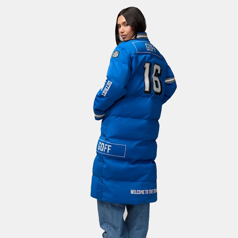 Jared Goff Detroit Lions Off Season Puffer Long Coat