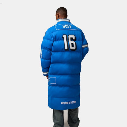 Jared Goff Detroit Lions Off Season Puffer Long Coat