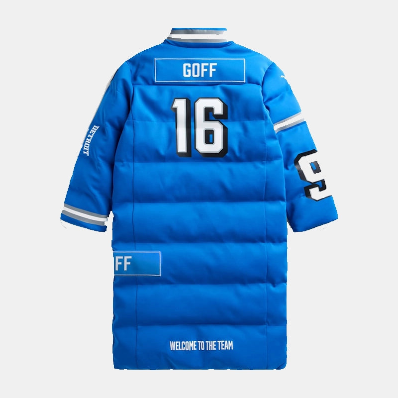 Jared Goff Detroit Lions Off Season Puffer Long Coat