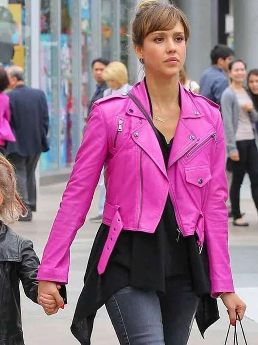 Jessica_Alba_Hot_Pink_Leather_Jacket