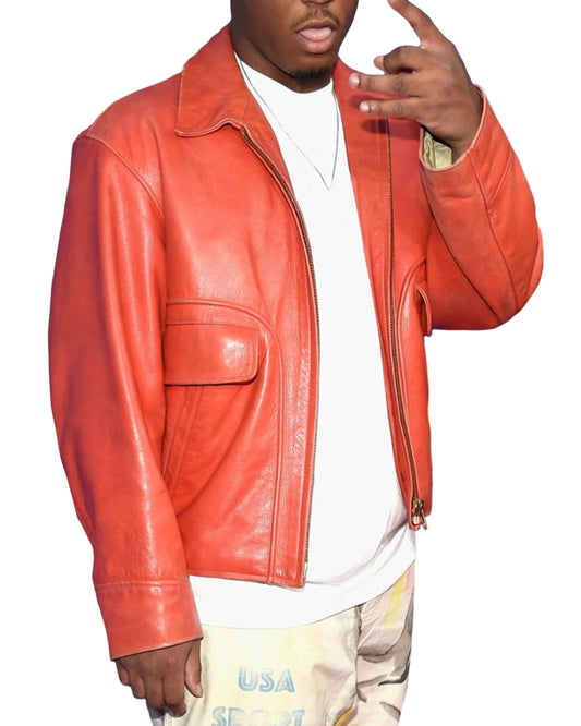 Juice-WRLD-Orange-Leather-Jacket