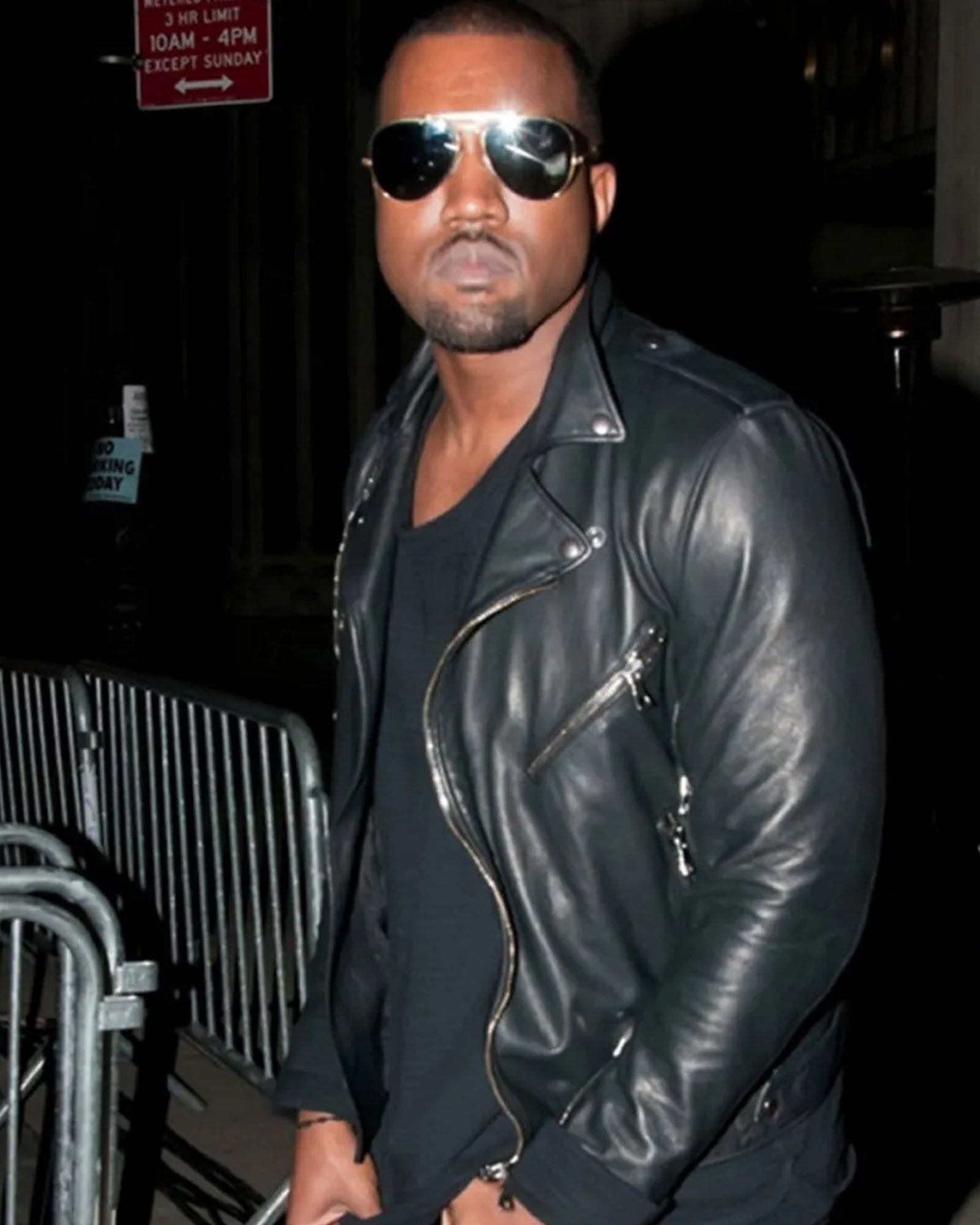 Kanye West Black Leather Motorcycle Jacket